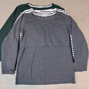 SmallShow Women’s M Maternity Nursing Long Sleeve Tops Breastfeeding Shirts 3 Pk